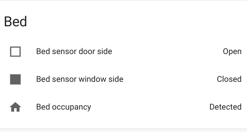 Bed sensors in Home Assistant UI